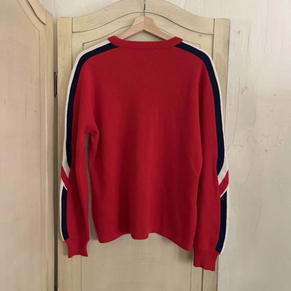 Vintage Meister Red Knit  wool Crewneck Pullover Sweater medium